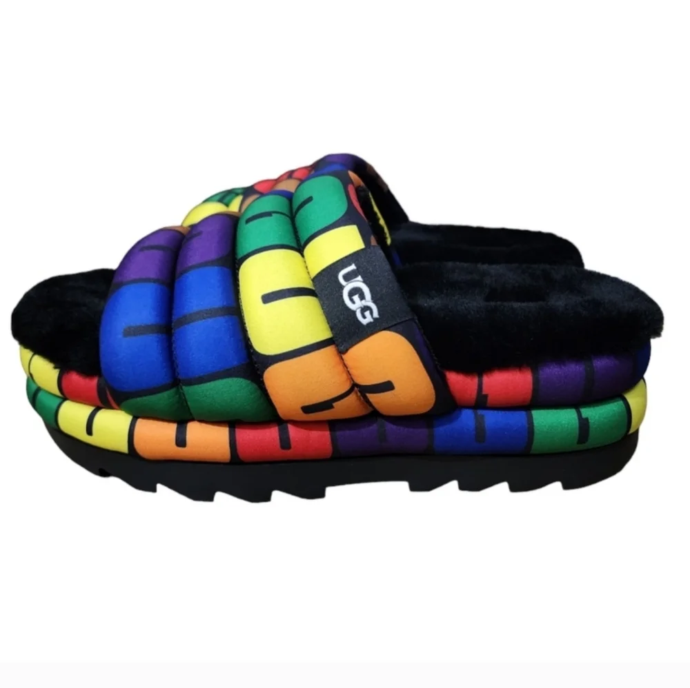 UGG Pride Logo Maxi Slide Shoes Multicolor Size 8 New